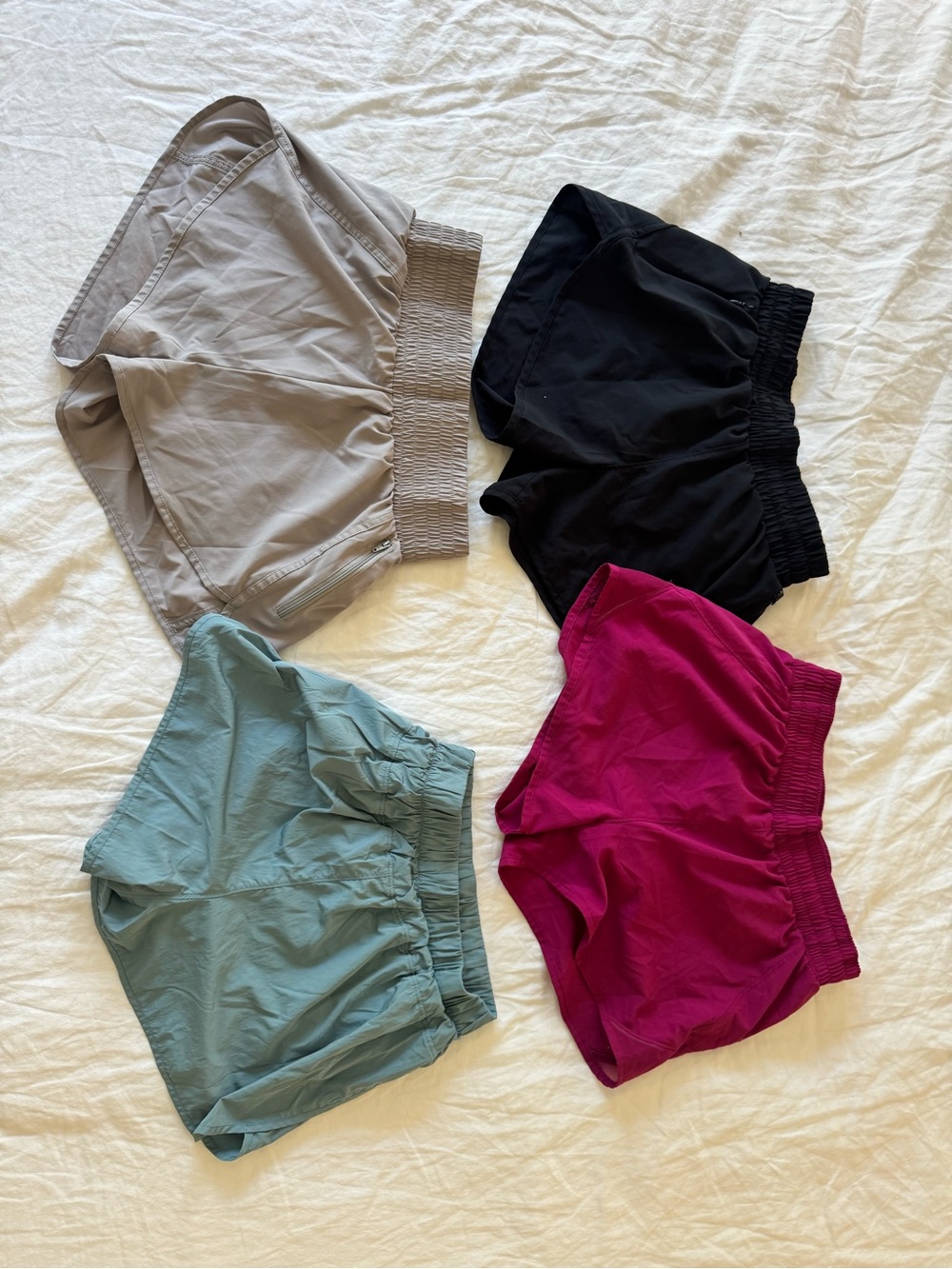Women’s Elastic Waist Active Shorts - Black, Grey, Teal, Fuchsia
